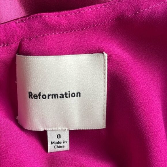 NEW Reformation Anaiis Long Silk Dress Hibiscus Tea Dark Pink Magenta | US 0 UK4 - Picture 7 of 15